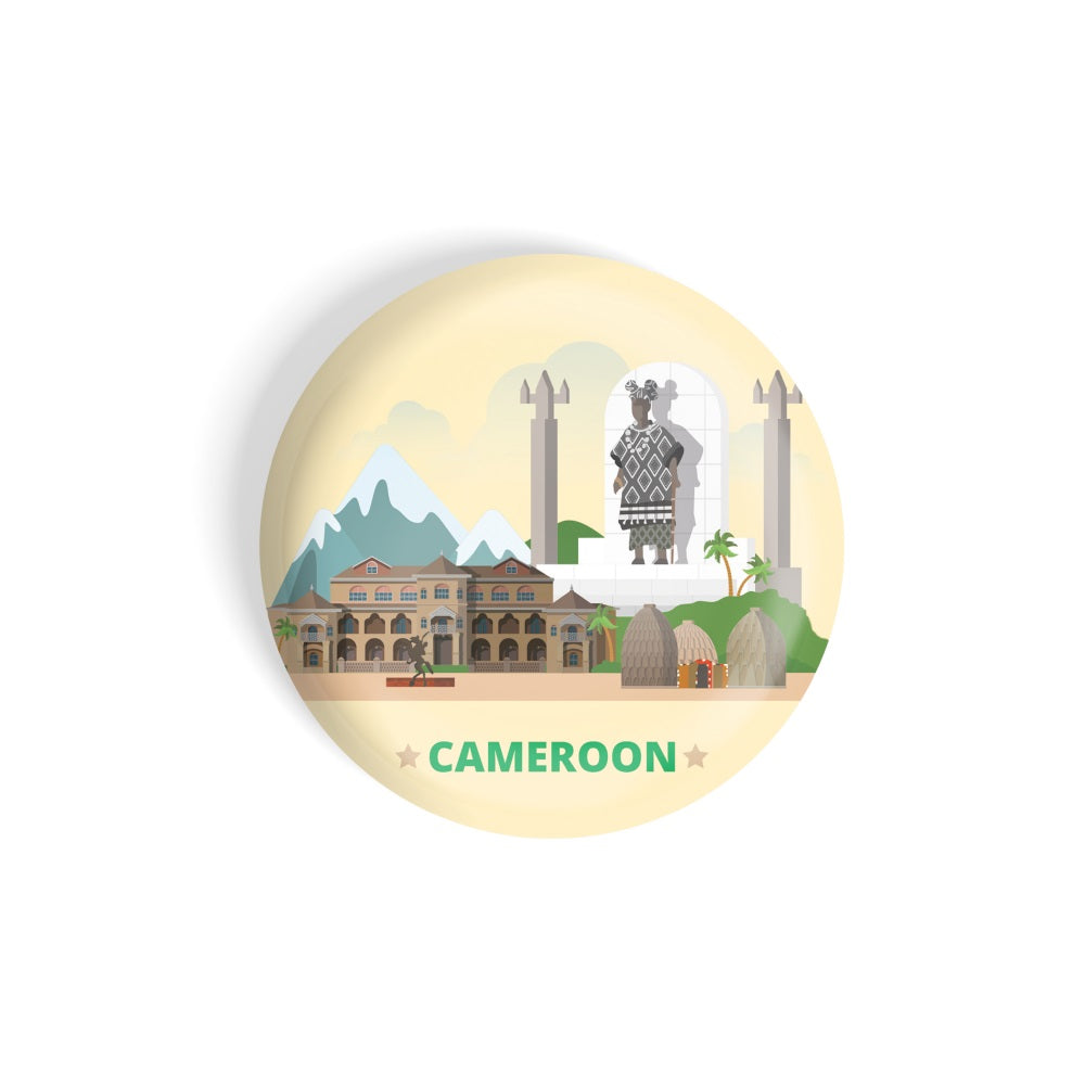 dhcrafts Round Fridge Magnet yellow Color Cameroon Glossy Finish Design Pack of 1 (58 mm)